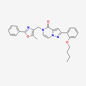 2-(2-butoxyphenyl)-5-((5-methyl-2-phenyloxazol-4-yl)methyl)pyrazolo[1,5-a]pyrazin-4(5H)-one - 