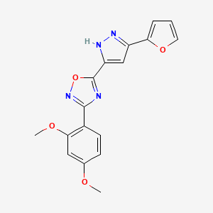3-(2,4-dimethoxyphenyl)-5-(3-(furan-2-yl)-1H-pyrazol-5-yl)-1,2,4-oxadiazole - 
