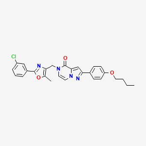 2-(4-butoxyphenyl)-5-((2-(3-chlorophenyl)-5-methyloxazol-4-yl)methyl)pyrazolo[1,5-a]pyrazin-4(5H)-one - 