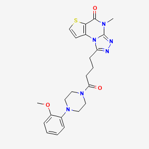 12-{4-[4-(2-Methoxyphenyl)piperazin-1-yl]-4-oxobutyl}-8-methyl-5-thia-1,8,10,11-tetraazatricyclo[7.3.0.0^{2,6}]dodeca-2(6),3,9,11-tetraen-7-one - 