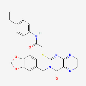 2-({3-[(2H-1,3-benzodioxol-5-yl)methyl]-4-oxo-3,4-dihydropteridin-2-yl}sulfanyl)-N-(4-ethylphenyl)acetamide - 