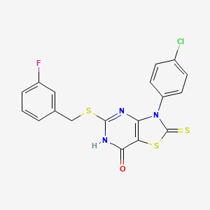 3-(4-chlorophenyl)-5-((3-fluorobenzyl)thio)-2-thioxo-2,3-dihydrothiazolo[4,5-d]pyrimidin-7(6H)-one - 
