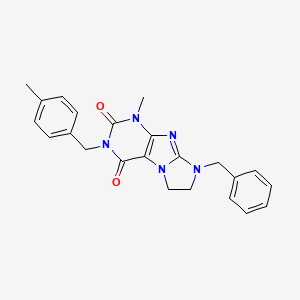 8-benzyl-1-methyl-3-[(4-methylphenyl)methyl]-1H,2H,3H,4H,6H,7H,8H-imidazo[1,2-g]purine-2,4-dione - 