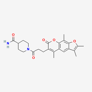 1-[3-(2,3,5,9-tetramethyl-7-oxo-7H-furo[3,2-g]chromen-6-yl)propanoyl]piperidine-4-carboxamide - 