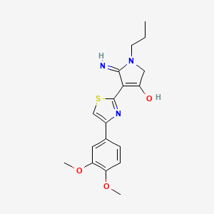 5-amino-4-[4-(3,4-dimethoxyphenyl)-1,3-thiazol-2-yl]-1-propyl-1,2-dihydro-3H-pyrrol-3-one - 
