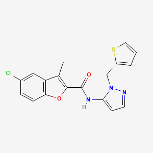 5-chloro-3-methyl-N-[1-(thiophen-2-ylmethyl)-1H-pyrazol-5-yl]-1-benzofuran-2-carboxamide - 