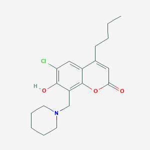 4-butyl-6-chloro-7-hydroxy-8-(piperidin-1-ylmethyl)-2H-chromen-2-one - 