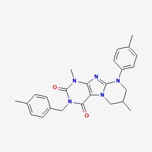 1,7-dimethyl-3-(4-methylbenzyl)-9-(4-methylphenyl)-6,7,8,9-tetrahydropyrimido[2,1-f]purine-2,4(1H,3H)-dione - 