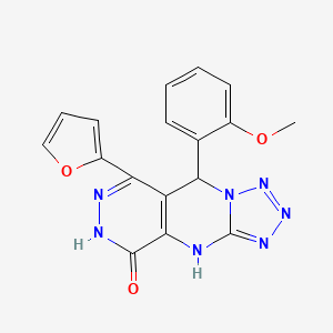 10-(furan-2-yl)-8-(2-methoxyphenyl)-2,4,5,6,7,11,12-heptazatricyclo[7.4.0.03,7]trideca-1(9),3,5,10-tetraen-13-one - 