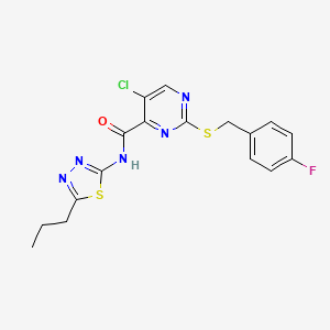 5-chloro-2-[(4-fluorobenzyl)sulfanyl]-N-(5-propyl-1,3,4-thiadiazol-2-yl)pyrimidine-4-carboxamide - 