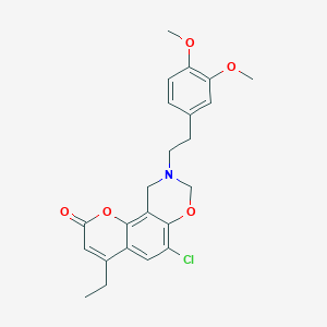 6-chloro-9-[2-(3,4-dimethoxyphenyl)ethyl]-4-ethyl-9,10-dihydro-2H,8H-chromeno[8,7-e][1,3]oxazin-2-one - 