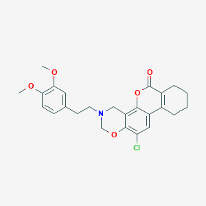 12-chloro-3-[2-(3,4-dimethoxyphenyl)ethyl]-3,4,7,8,9,10-hexahydro-2H,6H-benzo[3,4]chromeno[8,7-e][1,3]oxazin-6-one - 
