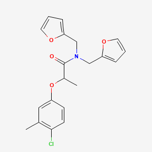 2-(4-chloro-3-methylphenoxy)-N,N-bis(furan-2-ylmethyl)propanamide - 