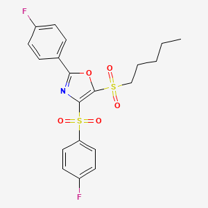 2-(4-Fluorophenyl)-4-[(4-fluorophenyl)sulfonyl]-5-(pentylsulfonyl)-1,3-oxazole - 