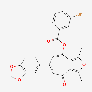6-(1,3-benzodioxol-5-yl)-1,3-dimethyl-4-oxo-4H-cyclohepta[c]furan-8-yl 3-bromobenzoate - 