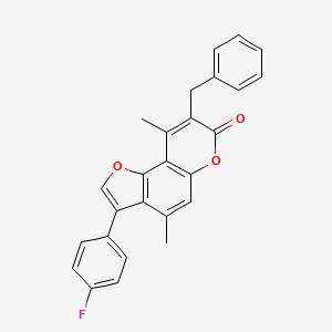 8-benzyl-3-(4-fluorophenyl)-4,9-dimethyl-7H-furo[2,3-f]chromen-7-one - 