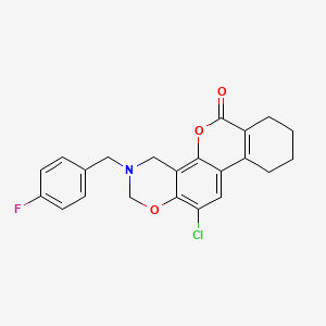 12-chloro-3-(4-fluorobenzyl)-3,4,7,8,9,10-hexahydro-2H,6H-benzo[3,4]chromeno[8,7-e][1,3]oxazin-6-one - 