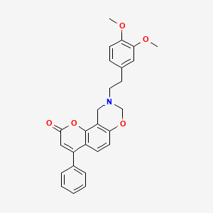 9-[2-(3,4-dimethoxyphenyl)ethyl]-4-phenyl-9,10-dihydro-2H,8H-chromeno[8,7-e][1,3]oxazin-2-one - 
