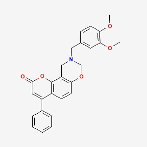 9-(3,4-dimethoxybenzyl)-4-phenyl-9,10-dihydro-2H,8H-chromeno[8,7-e][1,3]oxazin-2-one - 