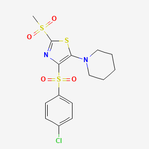 4-((4-Chlorophenyl)sulfonyl)-2-(methylsulfonyl)-5-(piperidin-1-yl)thiazole - 