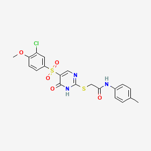 2-({5-[(3-chloro-4-methoxyphenyl)sulfonyl]-6-oxo-1,6-dihydropyrimidin-2-yl}sulfanyl)-N-(4-methylphenyl)acetamide - 