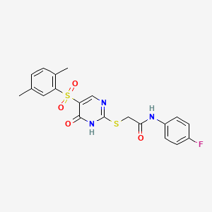 2-{[5-(2,5-dimethylbenzenesulfonyl)-6-oxo-1,6-dihydropyrimidin-2-yl]sulfanyl}-N-(4-fluorophenyl)acetamide - 