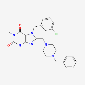 8-[(4-benzylpiperazin-1-yl)methyl]-7-(3-chlorobenzyl)-1,3-dimethyl-3,7-dihydro-1H-purine-2,6-dione - 