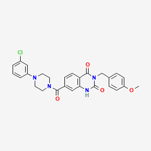 7-(4-(3-chlorophenyl)piperazine-1-carbonyl)-3-(4-methoxybenzyl)quinazoline-2,4(1H,3H)-dione - 