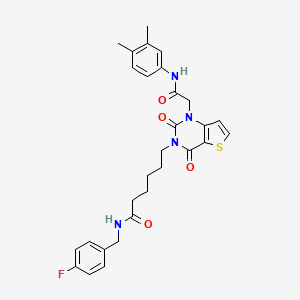 6-(1-(2-((3,4-dimethylphenyl)amino)-2-oxoethyl)-2,4-dioxo-1,2-dihydrothieno[3,2-d]pyrimidin-3(4H)-yl)-N-(4-fluorobenzyl)hexanamide - 