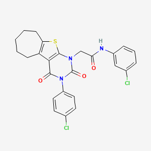 N-(3-chlorophenyl)-2-(3-(4-chlorophenyl)-2,4-dioxo-2,3,4,5,6,7,8,9-octahydro-1H-cyclohepta[4,5]thieno[2,3-d]pyrimidin-1-yl)acetamide - 