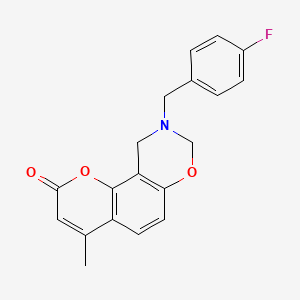 9-(4-fluorobenzyl)-4-methyl-9,10-dihydro-2H,8H-chromeno[8,7-e][1,3]oxazin-2-one - 