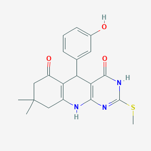 5-(3-hydroxyphenyl)-8,8-dimethyl-2-(methylsulfanyl)-5,8,9,10-tetrahydropyrimido[4,5-b]quinoline-4,6(3H,7H)-dione - 