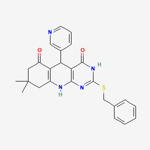 2-benzylsulfanyl-8,8-dimethyl-5-pyridin-3-yl-5,7,9,10-tetrahydro-1H-pyrimido[4,5-b]quinoline-4,6-dione - 