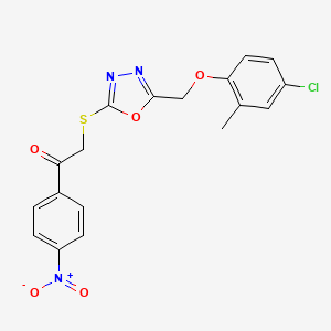 2-({5-[(4-Chloro-2-methylphenoxy)methyl]-1,3,4-oxadiazol-2-yl}sulfanyl)-1-(4-nitrophenyl)ethanone - 