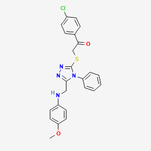 1-(4-Chlorophenyl)-2-((5-(((4-methoxyphenyl)amino)methyl)-4-phenyl-4H-1,2,4-triazol-3-yl)thio)ethanone - 539809-23-9