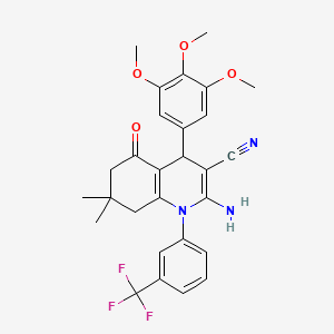 2-Amino-7,7-dimethyl-5-oxo-1-[3-(trifluoromethyl)phenyl]-4-(3,4,5-trimethoxyphenyl)-1,4,5,6,7,8-hexahydroquinoline-3-carbonitrile - 