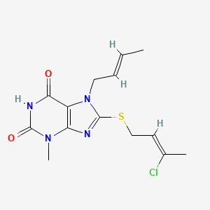 7-[(2E)-but-2-en-1-yl]-8-{[(2Z)-3-chlorobut-2-en-1-yl]sulfanyl}-3-methyl-3,7-dihydro-1H-purine-2,6-dione - 