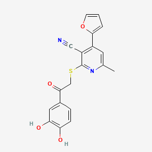 2-{[2-(3,4-Dihydroxyphenyl)-2-oxoethyl]sulfanyl}-4-(furan-2-yl)-6-methylpyridine-3-carbonitrile - 337500-83-1