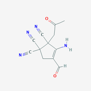 3-Cyclopentene-1,1,2-tricarbonitrile, 3-amino-4-formyl-2-(2-oxopropyl)- - 97841-63-9