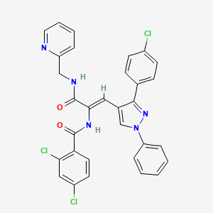 2,4-Dichloro-N-((Z)-2-[3-(4-chlorophenyl)-1-phenyl-1H-pyrazol-4-YL]-1-{[(2-pyridinylmethyl)amino]carbonyl}ethenyl)benzamide - 