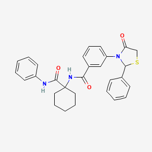 3-(4-oxo-2-phenyl-1,3-thiazolidin-3-yl)-N-[1-(phenylcarbamoyl)cyclohexyl]benzamide - 