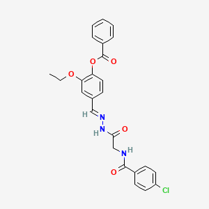 4-(2-(((4-Chlorobenzoyl)amino)acetyl)carbohydrazonoyl)-2-ethoxyphenyl benzoate - 
