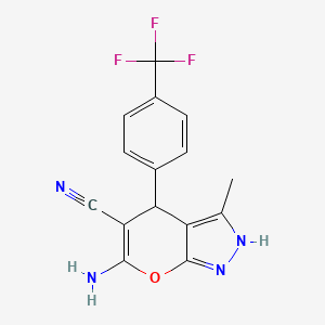 6-Amino-3-methyl-4-[4-(trifluoromethyl)phenyl]-1,4-dihydropyrano[2,3-c]pyrazole-5-carbonitrile - 