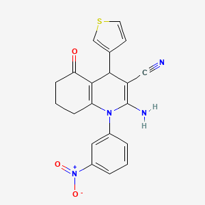 2-Amino-1-(3-nitrophenyl)-5-oxo-4-(thiophen-3-yl)-1,4,5,6,7,8-hexahydroquinoline-3-carbonitrile - 311332-82-8