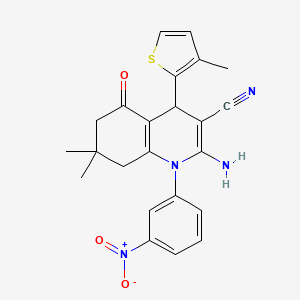 2-Amino-7,7-dimethyl-4-(3-methylthiophen-2-yl)-1-(3-nitrophenyl)-5-oxo-1,4,5,6,7,8-hexahydroquinoline-3-carbonitrile - 339336-51-5