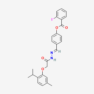 4-(2-((2-Isopropyl-5-methylphenoxy)acetyl)carbohydrazonoyl)phenyl 2-iodobenzoate - 302909-71-3