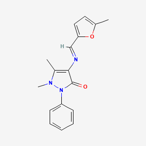 1,5-dimethyl-4-{[(E)-(5-methylfuran-2-yl)methylidene]amino}-2-phenyl-1,2-dihydro-3H-pyrazol-3-one - 