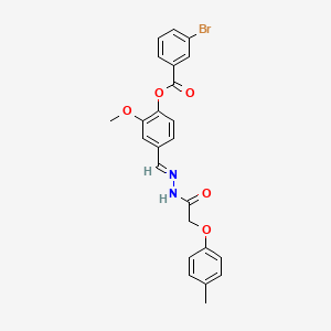 2-methoxy-4-((E)-{[(4-methylphenoxy)acetyl]hydrazono}methyl)phenyl 3-bromobenzoate - 