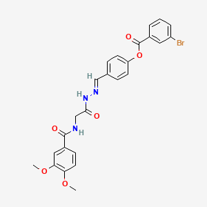 4-(2-(((3,4-Dimethoxybenzoyl)amino)acetyl)carbohydrazonoyl)phenyl 3-BR-benzoate - 339261-24-4