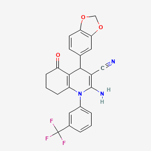 2-Amino-4-(1,3-benzodioxol-5-yl)-5-oxo-1-[3-(trifluoromethyl)phenyl]-1,4,5,6,7,8-hexahydro-3-quinolinecarbonitrile - 339318-77-3